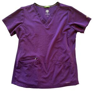 Healing Hands HH Works Womens Purple Scrub Top Size L Style 2530 Lightweight Str